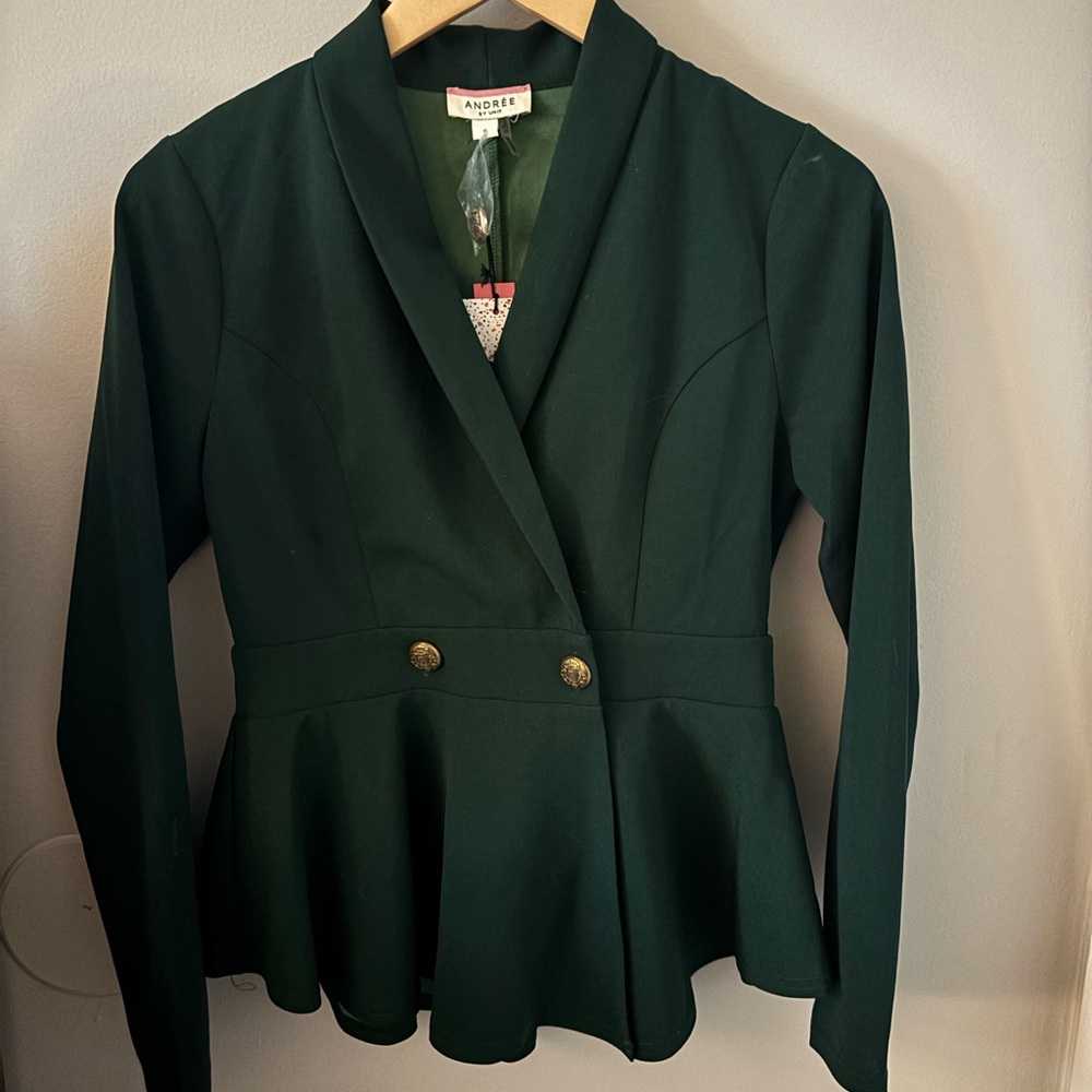 ANDREE BY UNIT Green Peplum Blazer